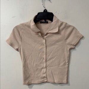 Brandy Melville Cream Button-Down Shirt